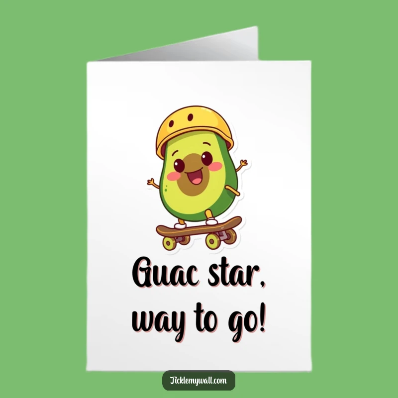 Free Printable Congrats Card: Avocado's Skateboard Victory - Funny Downloadable Gift