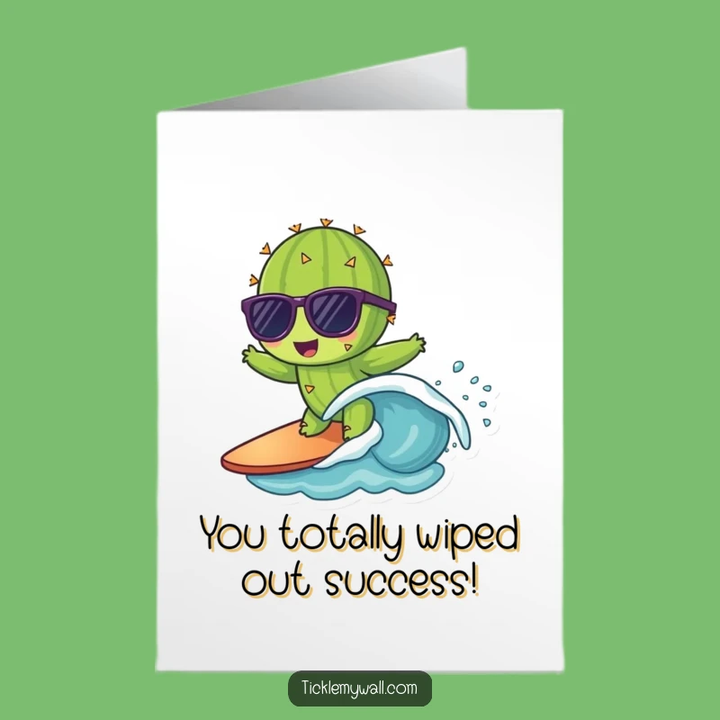 Free Printable Congrats Card: Surfing Cactus - Awesome Downloadable Gift!
