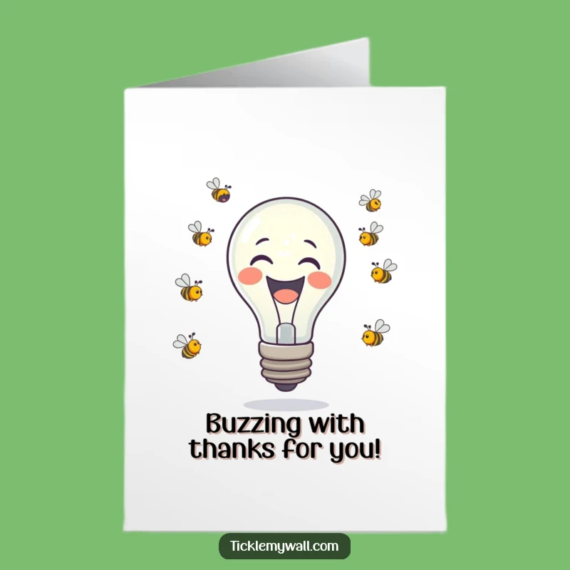 Free Printable Thank You Card: Lightbulb Bee Juggling Funny Gratitude Downloadable