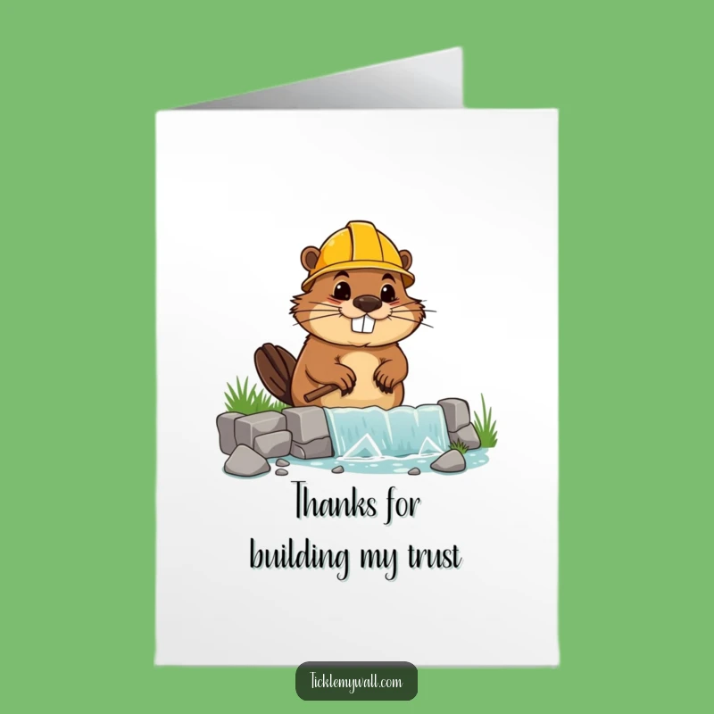 Free Printable Funny Beaver Thank You Card: Wonky Dam Downloadable Gift