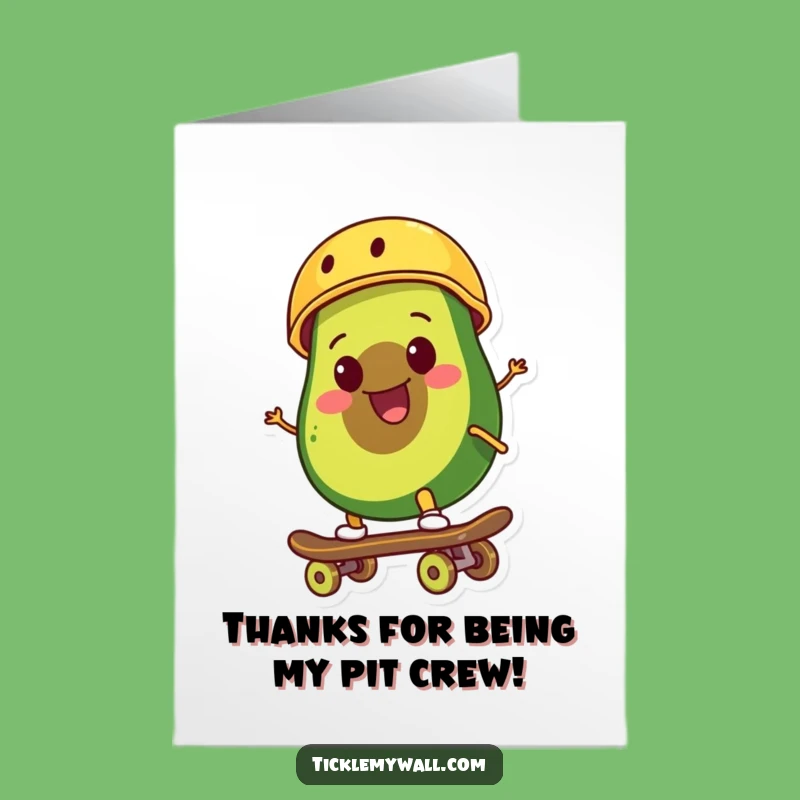 Free Printable Thank You Card: Avocado's Thanks on Wheels - Funny Downloadable Gift