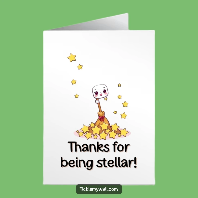 Free Printable Thank You Card: Broom and Stars Say Thanks Magically