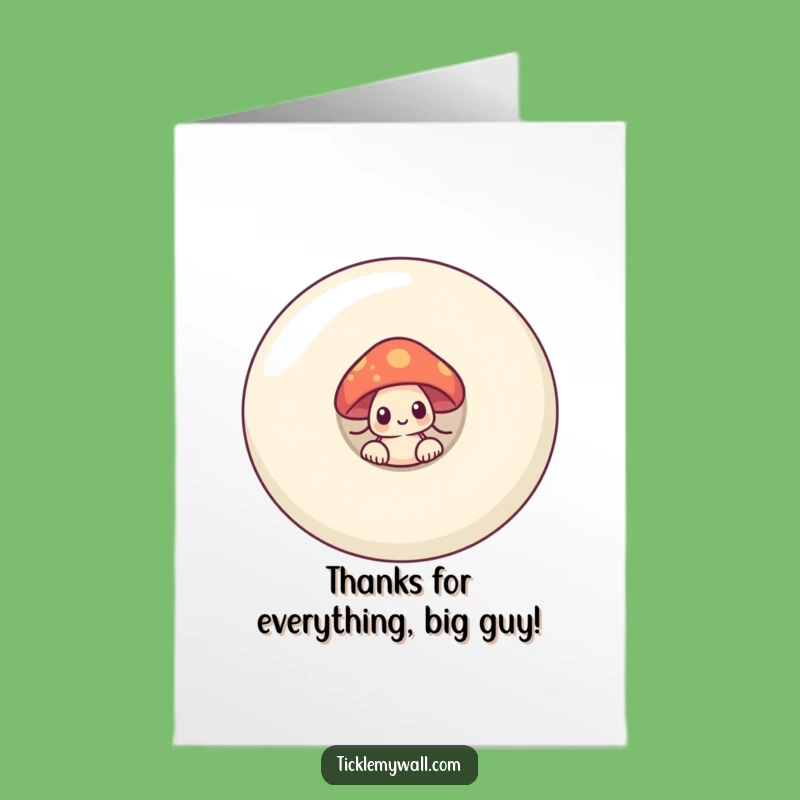 Free Printable Thank You Card: Shy Mushroom Button Funny Cute Downloadable Gratitude