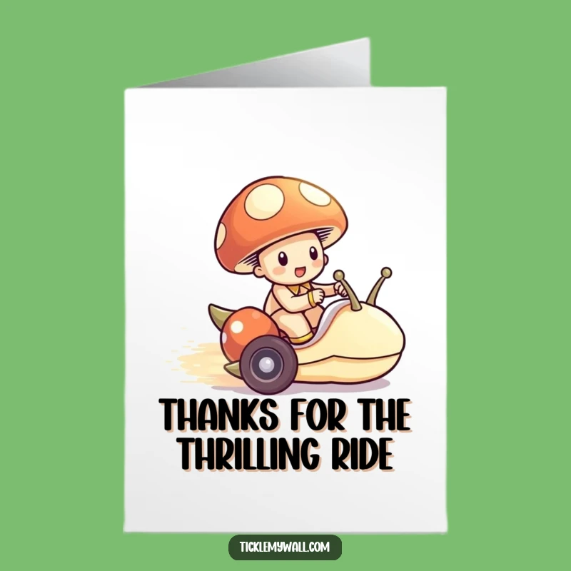 Free Printable Funny Mushroom Snail Thank You Card - Whimsical Downloadable Gift