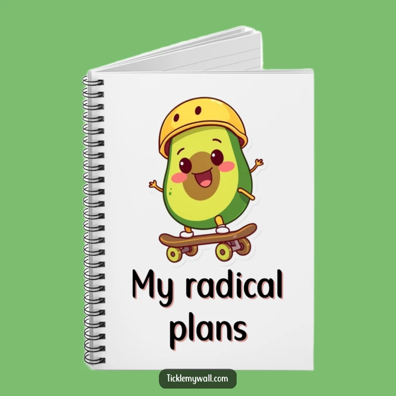 Funny Avocado Skateboarder Notebook: Journal Your Adventures