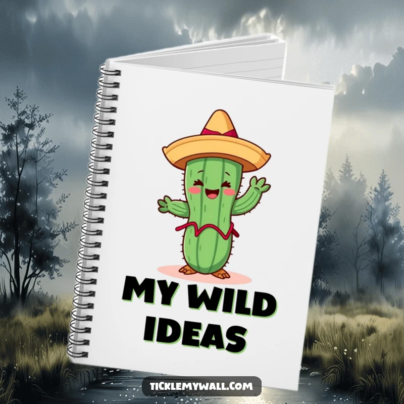 Funny Limbo Cactus Notebook: A cheerful cactus in a sombrero limboing on the cover, a festive and practical journal.