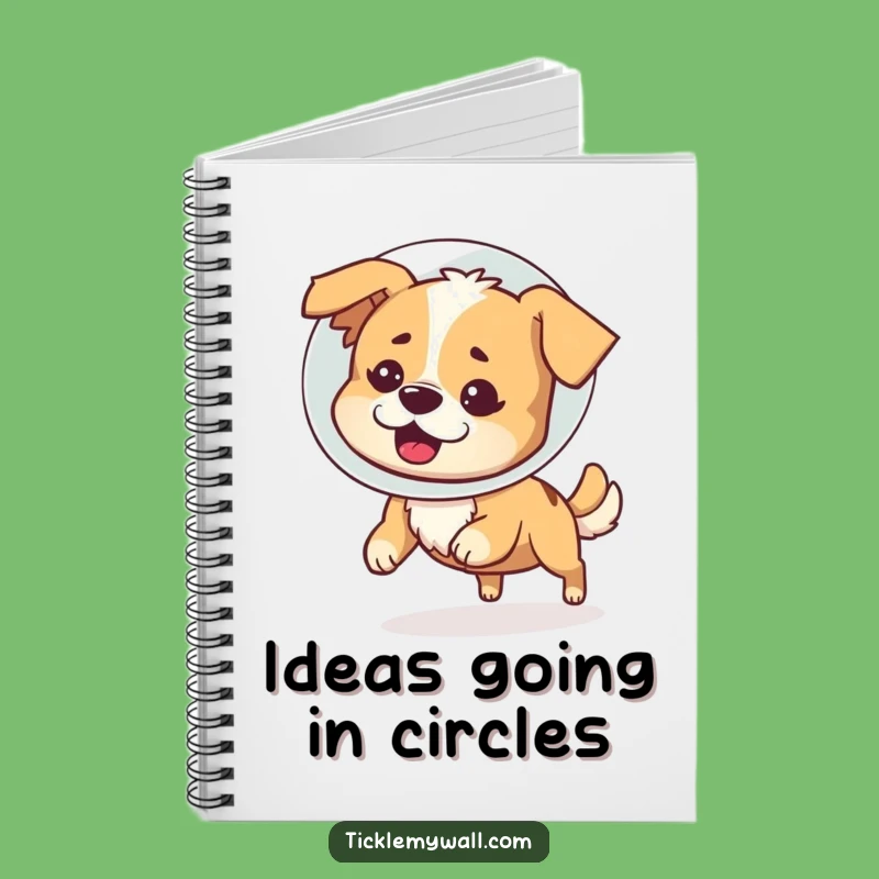 Funny Dog Cone Notebook: Bewildered Pup Chasing Tail, Hilarious Journal Gift