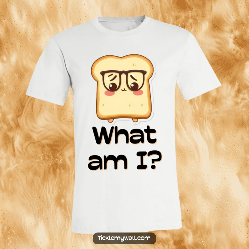 Funny Puzzled Toast T-Shirt: A confused piece of toast wearing oversized glasses, a humorous and smart design.
