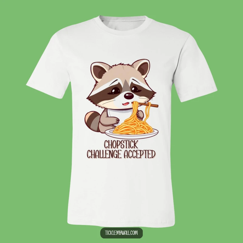 Funny Raccoon Spaghetti Chopsticks T-Shirt: Hilarious Mealtime Mishap