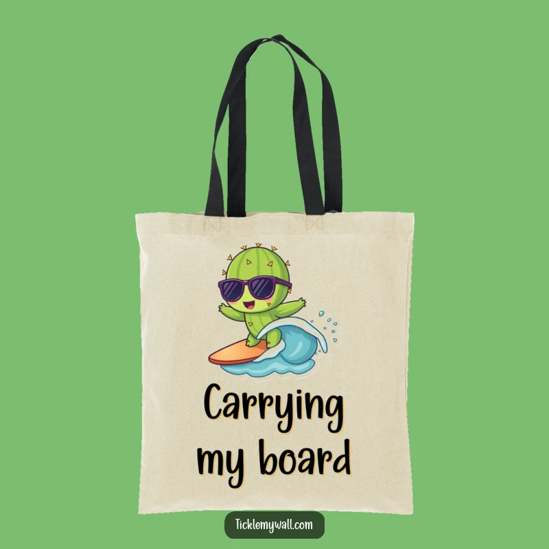 Funny Cactus Surfing Tote Bag - Carry Your Coolness Everywhere!