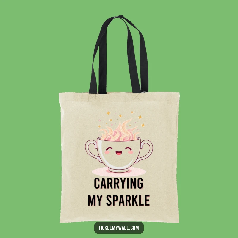 Funny Glitter Teacup Tote Bag: Joyful Spill, Sparkly Carryall