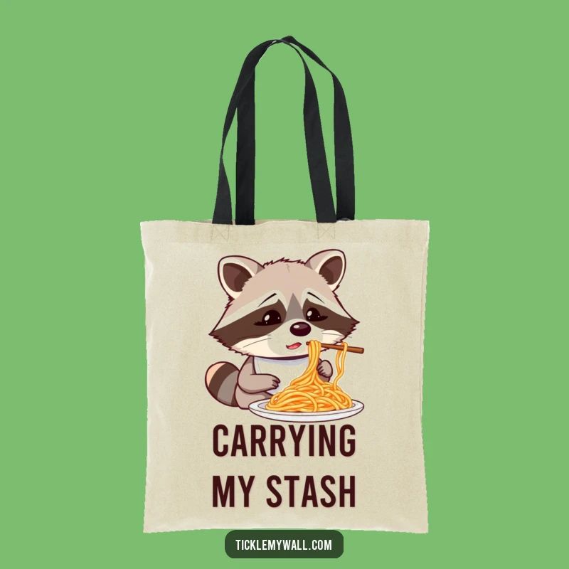 Funny Raccoon Spaghetti Tote Bag: Hilarious Bag for Foodie Fun