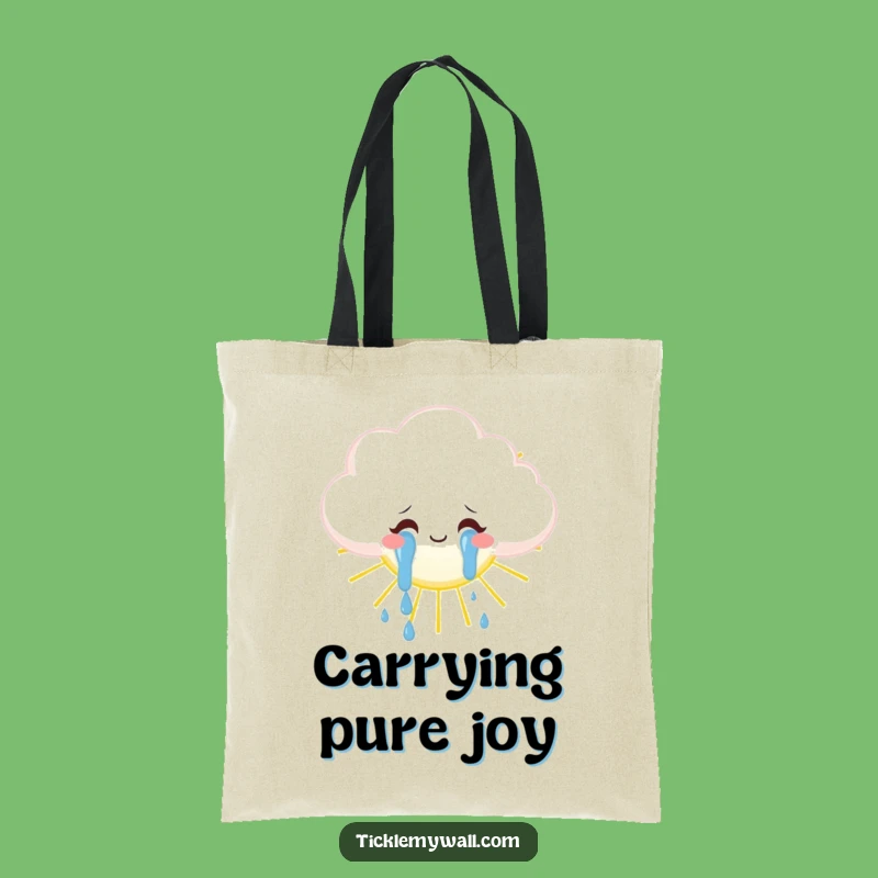 Funny Joyful Cloud Tote Bag: Tears of Happiness Carrier, Whimsical Weather Accessory Gift