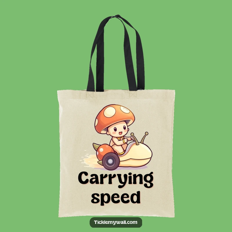 Funny Mushroom Snail Racer Tote Bag: Carry Your Essentials with Tiny Fun
