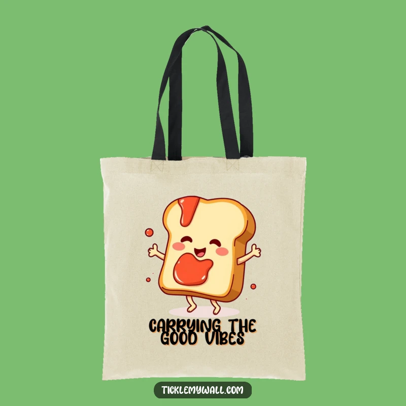 Funny Dancing Toast Tote Bag, Playful Jam Accessory, Versatile Foodie Gift