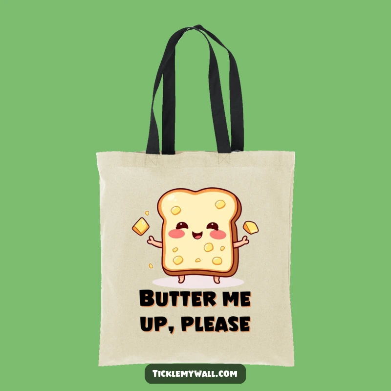 Funny Blushing Toast Butter Juggling Tote Bag - Practical & Amusing Shopping Companion
