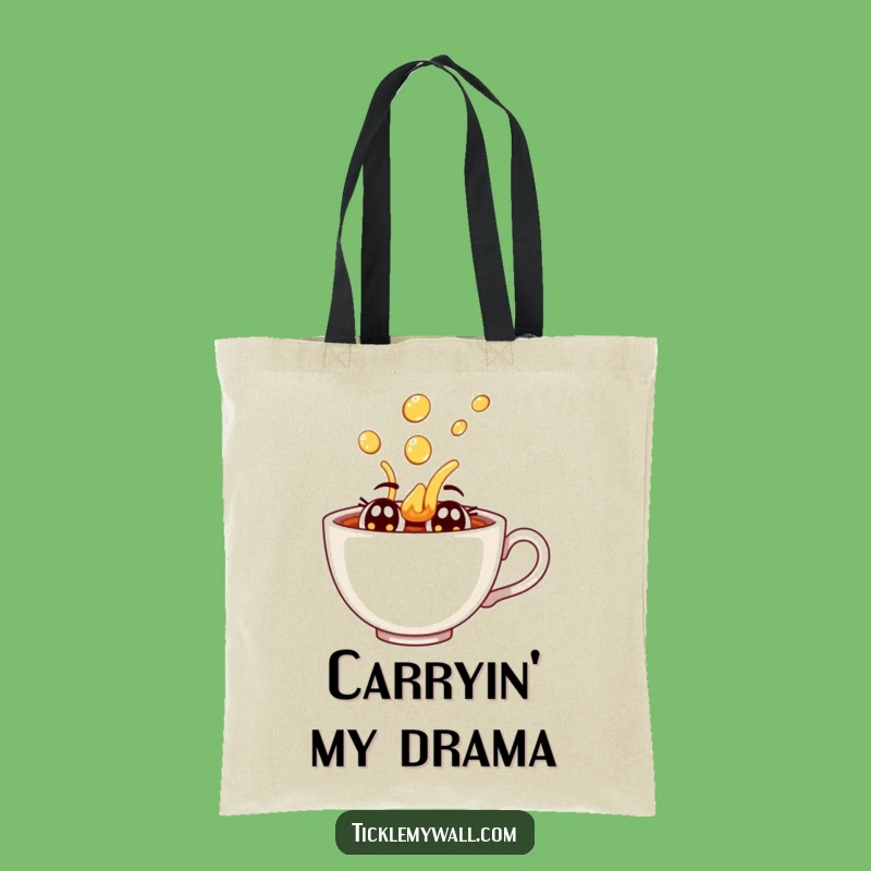 Funny Dramatic Teacup Spill Tote Bag: Carry Your Sass