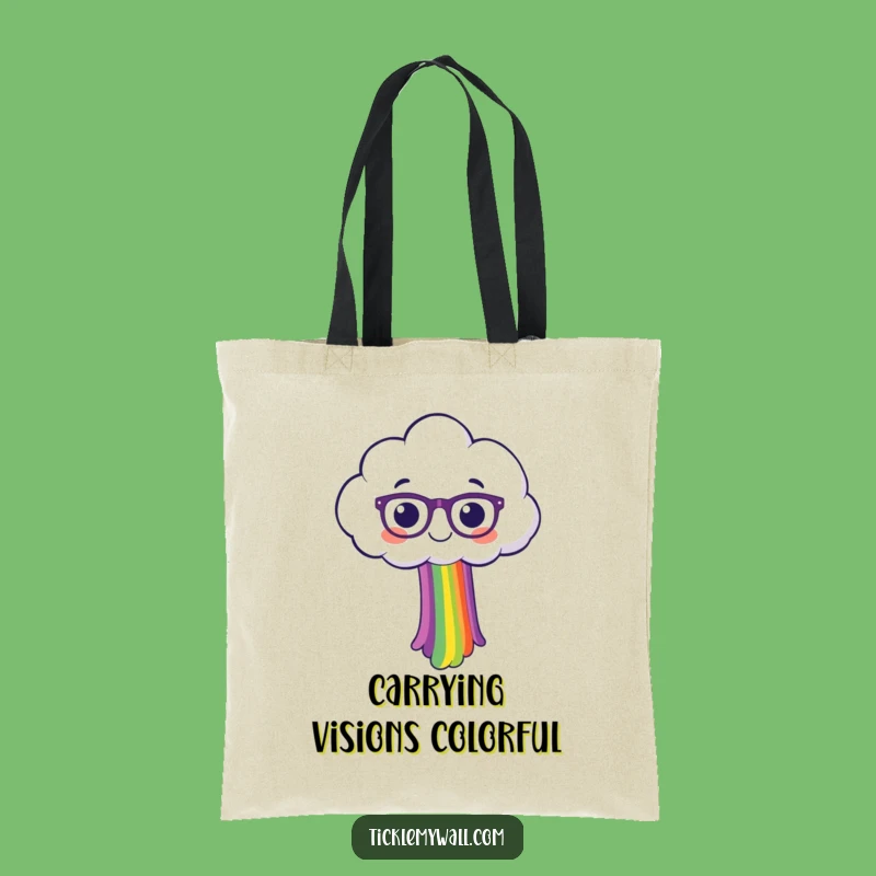 Funny Happy Cloud with Spectacles Spilling Rainbow Tote Bag - Carry Your Joy!