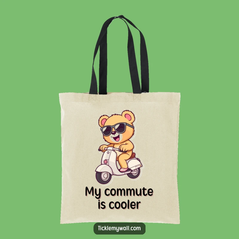 Funny Teddy Bear Scooter Tote Bag: Carry Your Essentials with This Hilarious Bear's Ride