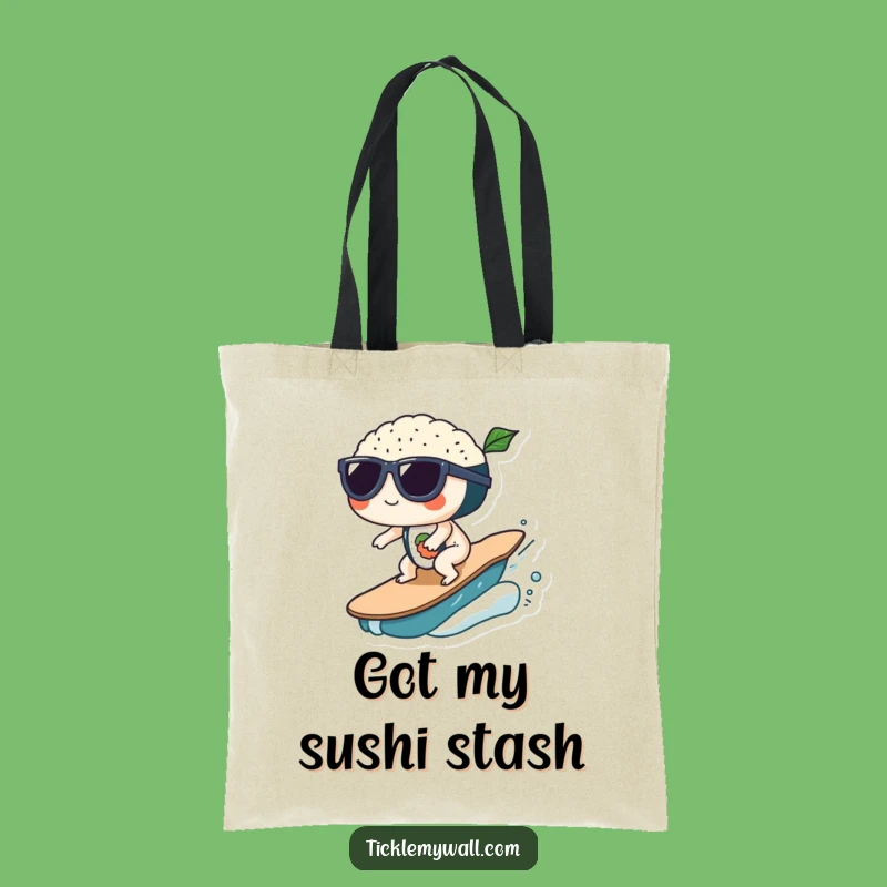 Funny Sushi Wave Sunglasses Tote Bag: Carry Your Coolness!