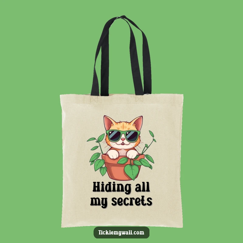 Funny Surprised Cat Tote Bag, Stylish Plant Peek Accessory, Versatile and Hilarious Gift